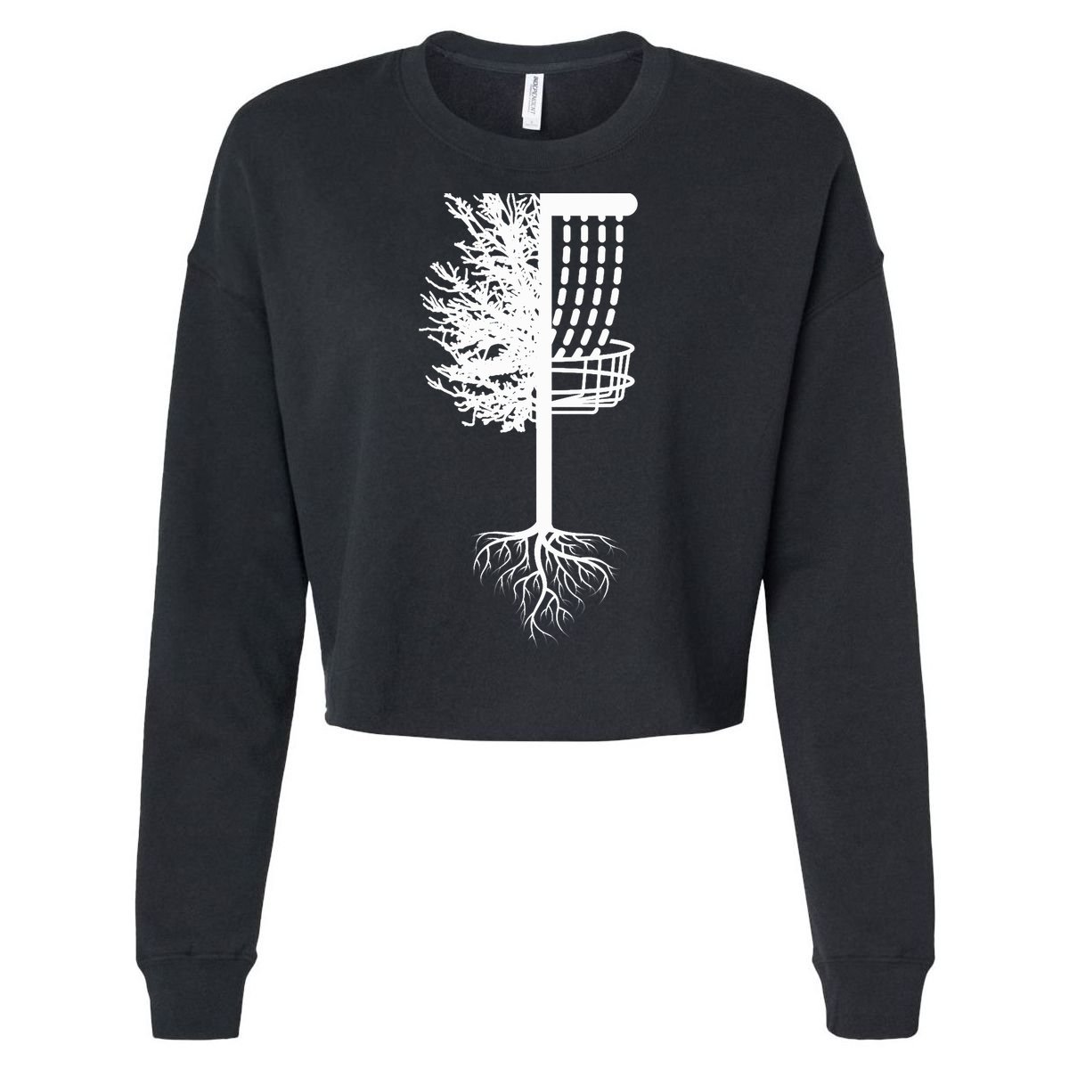 Retro Disc Golf Basket Tree Frisbee Golf Matching Cropped Pullover Crew