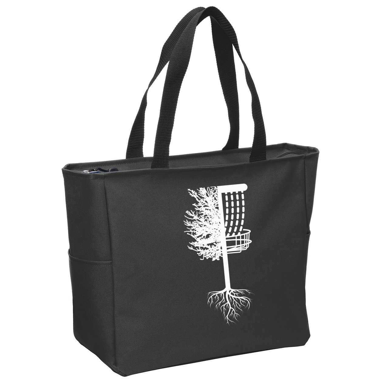 Retro Disc Golf Basket Tree Frisbee Golf Matching Zip Tote Bag