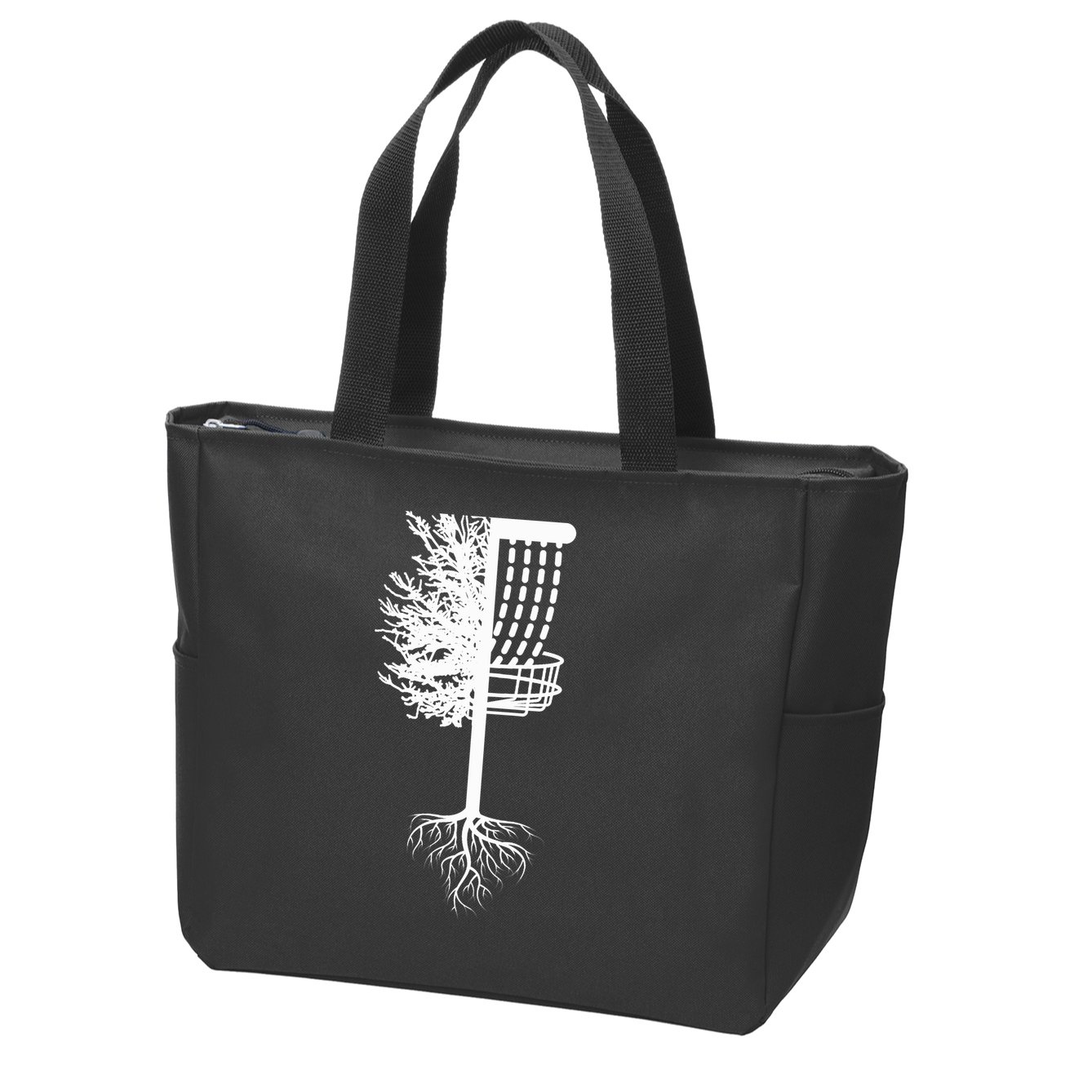 Retro Disc Golf Basket Tree Frisbee Golf Matching Zip Tote Bag