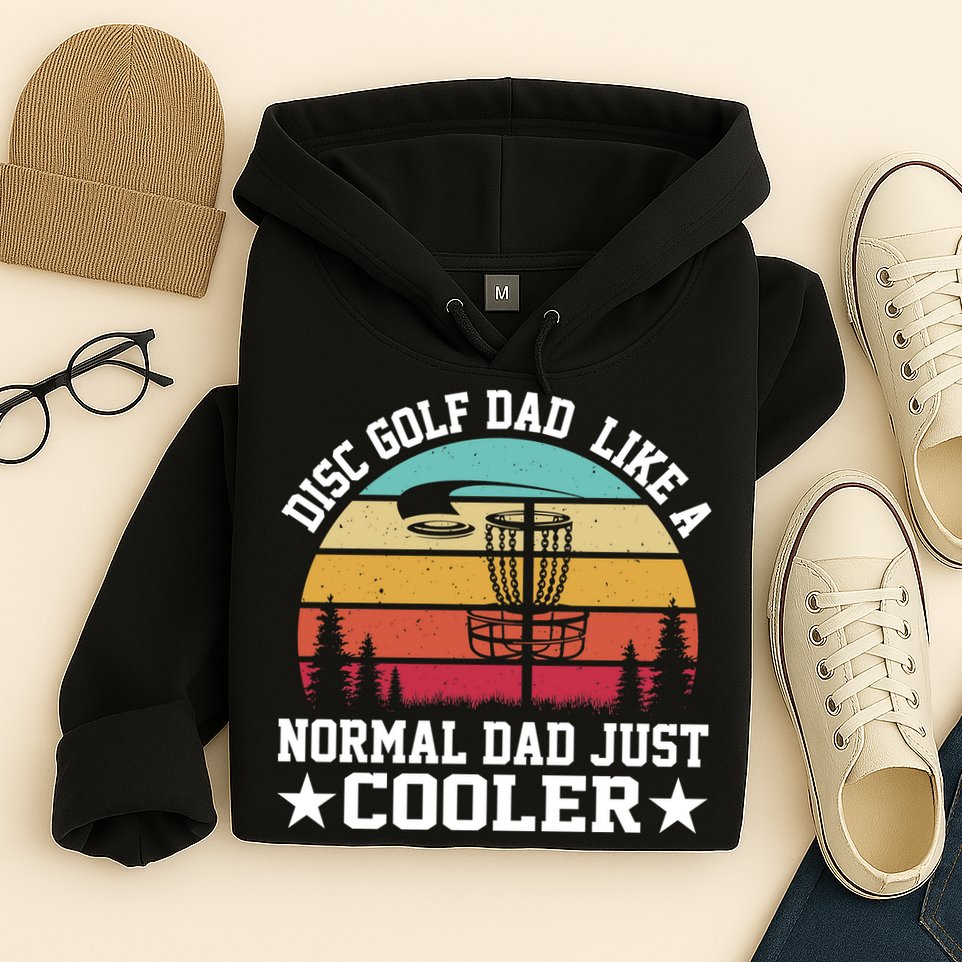 Retro Disc Golf Dad Like Normal Dad Just Cooler Frisbee Hoodie