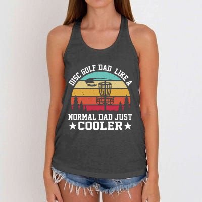 Retro Disc Golf Dad Like Normal Dad Just Cooler Frisbee Women's Knotted Racerback Tank