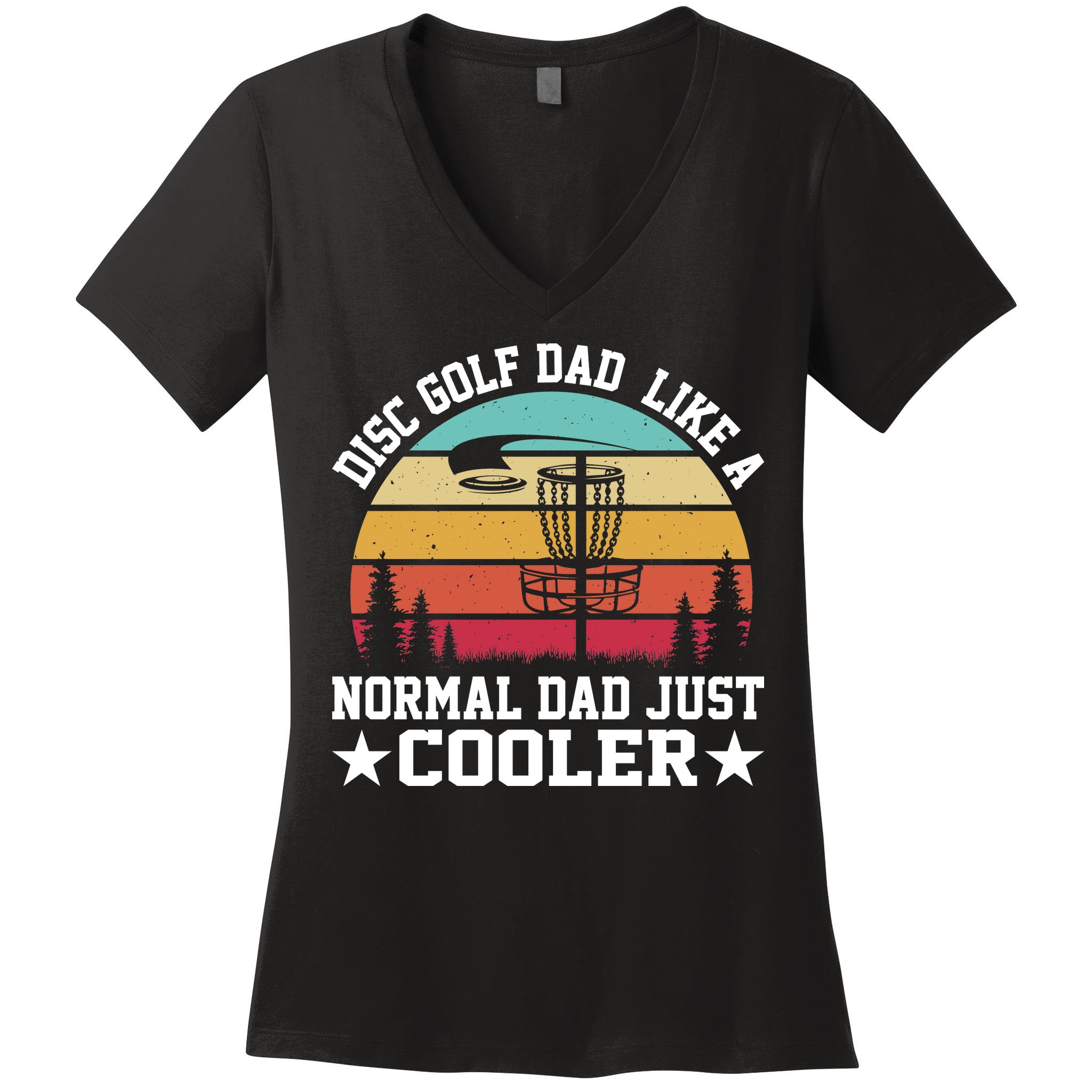 Retro Disc Golf Dad Like Normal Dad Just Cooler Frisbee Women's V-Neck T-Shirt