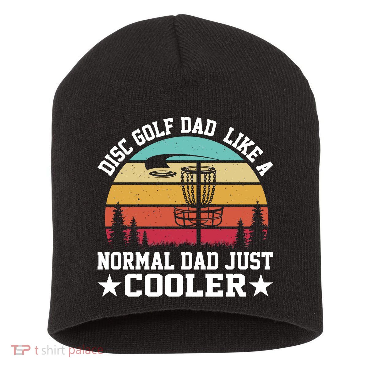 Retro Disc Golf Dad Like Normal Dad Just Cooler Frisbee Short Acrylic Beanie