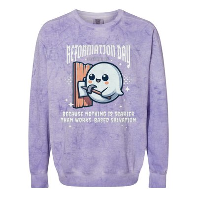 Reformation Day Ghost Halloween Spooky Season Baptist Colorblast Crewneck Sweatshirt