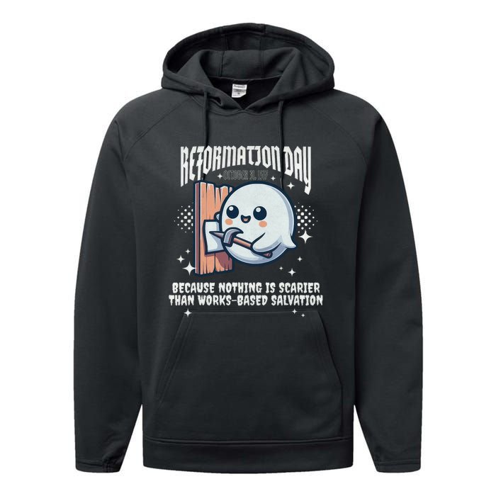 Reformation Day Ghost Halloween Spooky Season Baptist Performance Fleece Hoodie