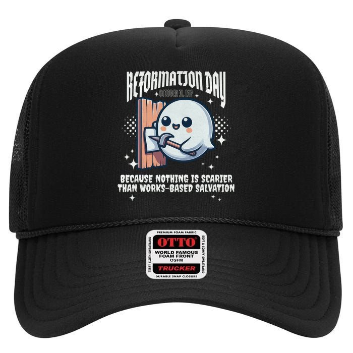 Reformation Day Ghost Halloween Spooky Season Baptist High Crown Mesh Back Trucker Hat