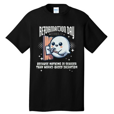 Reformation Day Ghost Halloween Spooky Season Baptist Tall T-Shirt