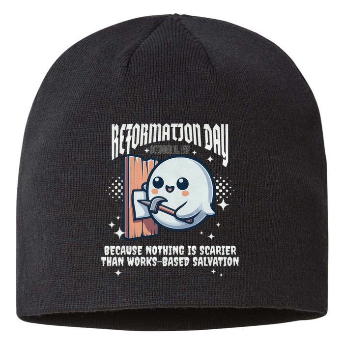 Reformation Day Ghost Halloween Spooky Season Baptist Sustainable Beanie