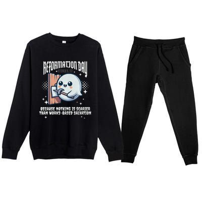 Reformation Day Ghost Halloween Spooky Season Baptist Premium Crewneck Sweatsuit Set