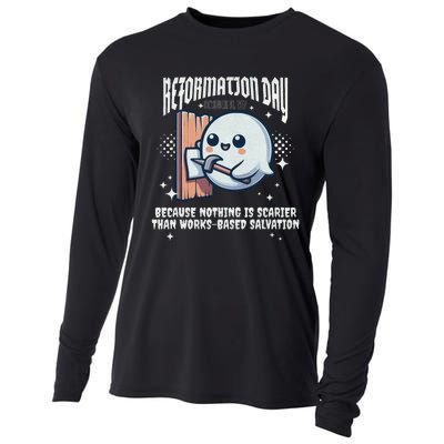 Reformation Day Ghost Halloween Spooky Season Baptist Cooling Performance Long Sleeve Crew