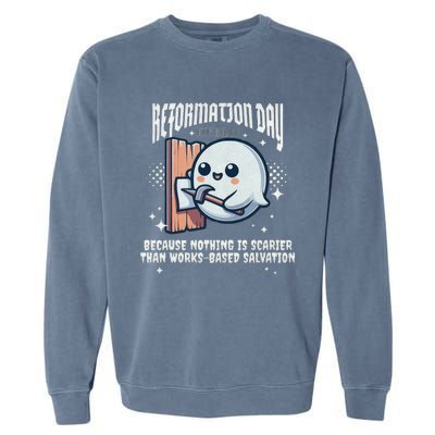 Reformation Day Ghost Halloween Spooky Season Baptist Garment-Dyed Sweatshirt