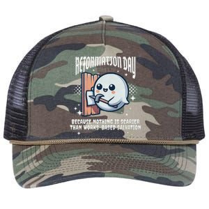 Reformation Day Ghost Halloween Spooky Season Baptist Retro Rope Trucker Hat Cap