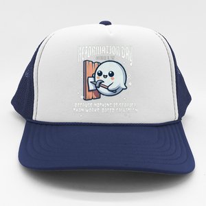 Reformation Day Ghost Halloween Spooky Season Baptist Trucker Hat