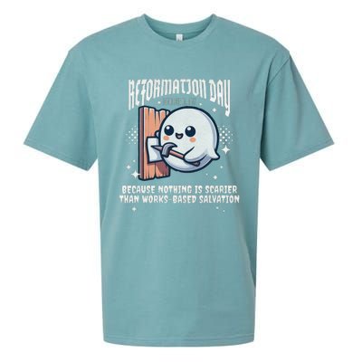 Reformation Day Ghost Halloween Spooky Season Baptist Sueded Cloud Jersey T-Shirt