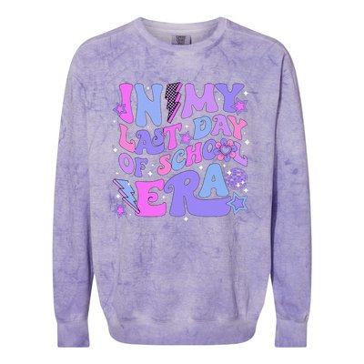 Retro Disco Groovy Hello Summer In My Last Day Of School Era Colorblast Crewneck Sweatshirt