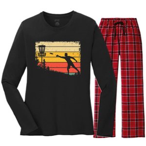 Retro Disc Golf Funny Hit Trees and Curse Disc Golf Women's Long Sleeve Flannel Pajama Set 