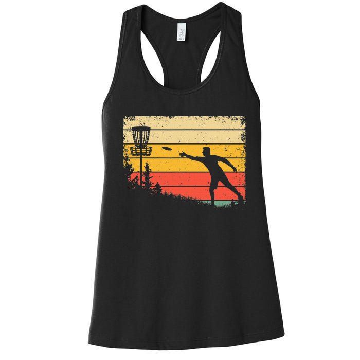 Retro Disc Golf Funny Hit Trees and Curse Disc Golf Women's Racerback Tank