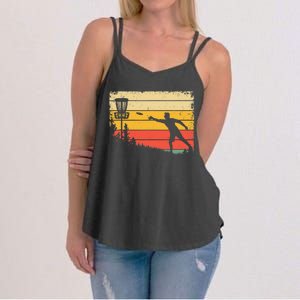 Retro Disc Golf Funny Hit Trees and Curse Disc Golf Women's Strappy Tank