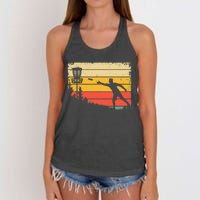 Retro Disc Golf Funny Hit Trees and Curse Disc Golf Women's Knotted Racerback Tank