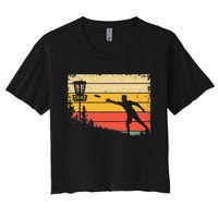 Retro Disc Golf Funny Hit Trees and Curse Disc Golf Women's Crop Top Tee