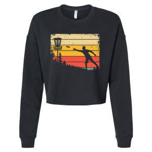 Retro Disc Golf Funny Hit Trees and Curse Disc Golf Cropped Pullover Crew