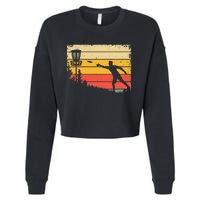 Retro Disc Golf Funny Hit Trees and Curse Disc Golf Cropped Pullover Crew