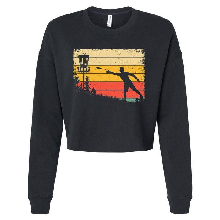 Retro Disc Golf Funny Hit Trees and Curse Disc Golf Cropped Pullover Crew