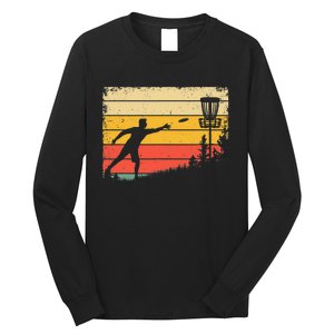 Retro Disc Golf Funny Hit Trees and Curse Disc Golf Long Sleeve Shirt