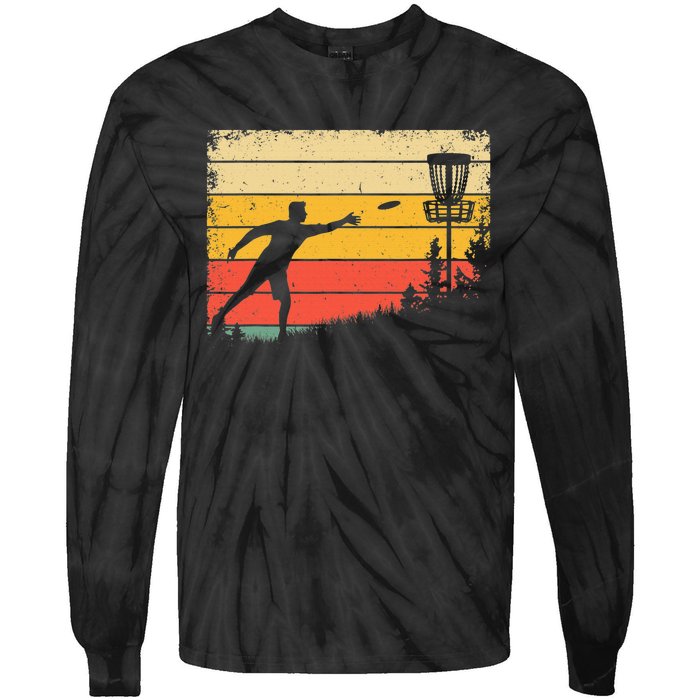 Retro Disc Golf Funny Hit Trees and Curse Disc Golf Tie-Dye Long Sleeve Shirt