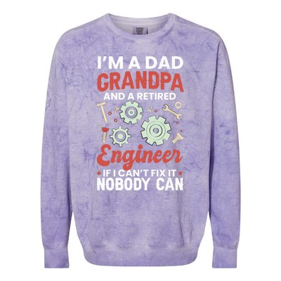 Retired Dad Grandpa Engineer Funny Engineering Graphic Gift Colorblast Crewneck Sweatshirt