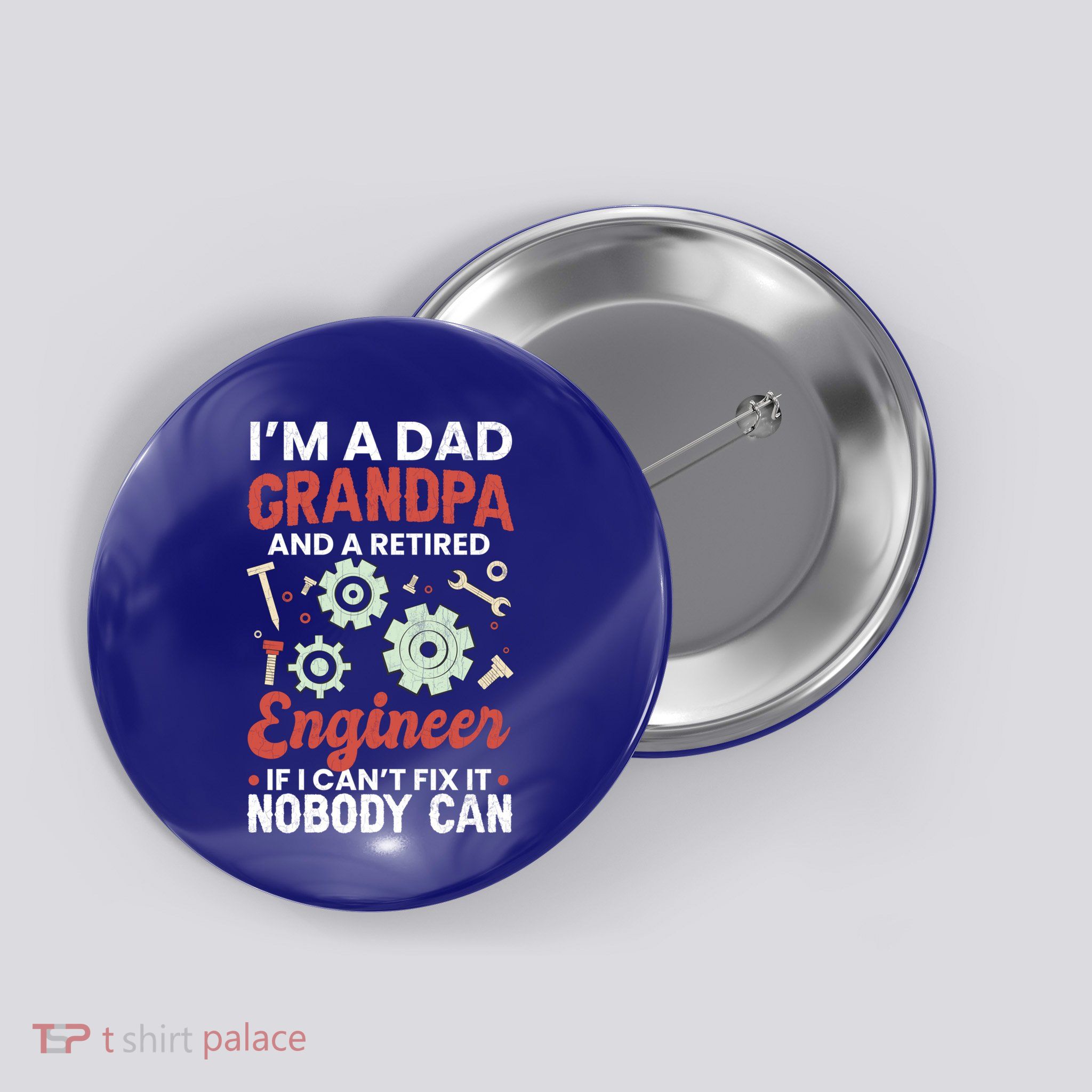 Retired Dad Grandpa Engineer Funny Engineering Graphic Gift Button