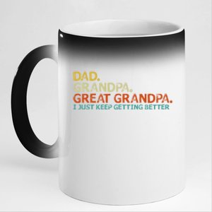 Retro Dad Grandpa Great Grandpa Fathers Day Funny 11oz Black Color Changing Mug