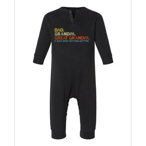 Retro Dad Grandpa Great Grandpa Fathers Day Funny Infant Fleece One Piece