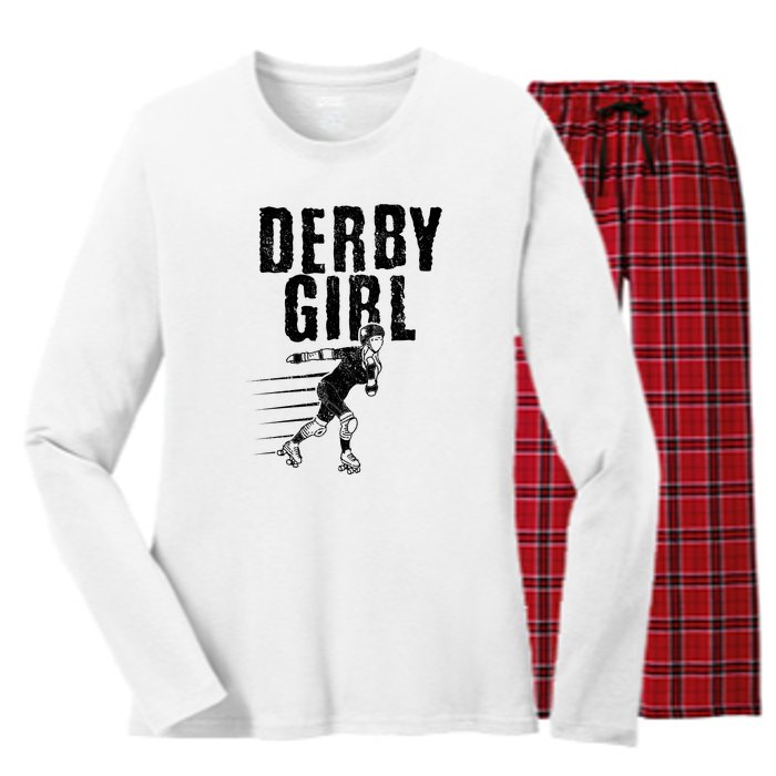 Roller Derby Girl Funny For Girl Who Dont Play Nice Women's Long Sleeve Flannel Pajama Set 