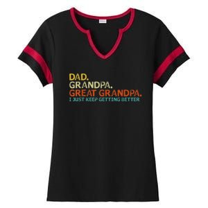 Retro Dad Grandpa Great Grandpa Fathers Day Funny Ladies Halftime Notch Neck Tee