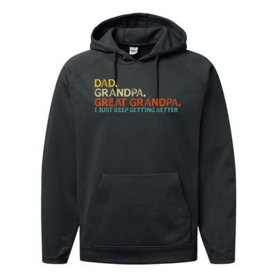 Retro Dad Grandpa Great Grandpa Fathers Day Funny Performance Fleece Hoodie