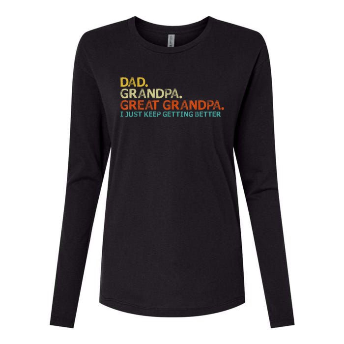 Retro Dad Grandpa Great Grandpa Fathers Day Funny Womens Cotton Relaxed Long Sleeve T-Shirt