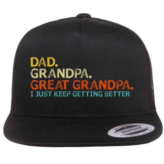 Retro Dad Grandpa Great Grandpa Fathers Day Funny Flat Bill Trucker Hat