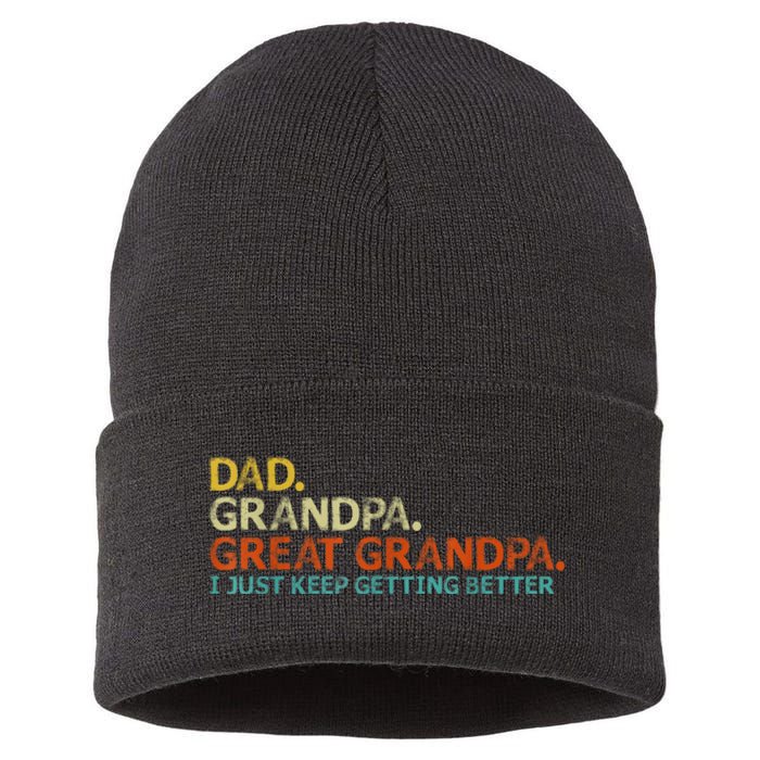 Retro Dad Grandpa Great Grandpa Fathers Day Funny Sustainable Knit Beanie