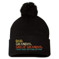 Retro Dad Grandpa Great Grandpa Fathers Day Funny Pom Pom 12in Knit Beanie