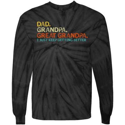 Retro Dad Grandpa Great Grandpa Fathers Day Funny Tie-Dye Long Sleeve Shirt