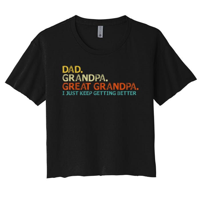 Retro Dad Grandpa Great Grandpa Fathers Day Funny Women's Crop Top Tee