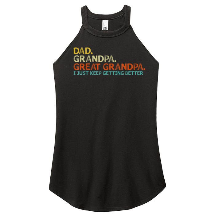 Retro Dad Grandpa Great Grandpa Fathers Day Funny Women's Perfect Tri Rocker Tank