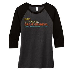 Retro Dad Grandpa Great Grandpa Fathers Day Funny Women's Tri-Blend 3/4-Sleeve Raglan Shirt