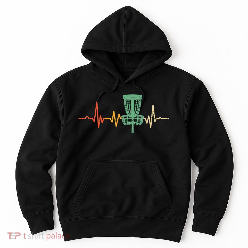Retro DIsc Golf Shirt, Vintage Heartbeat Disc Golf Basket Hoodie