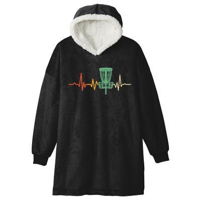 Retro DIsc Golf Shirt, Vintage Heartbeat Disc Golf Basket Hooded Wearable Blanket