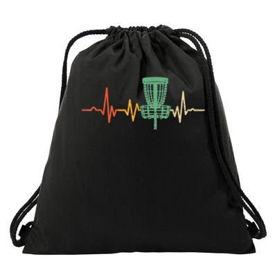 Retro DIsc Golf Shirt, Vintage Heartbeat Disc Golf Basket Drawstring Bag