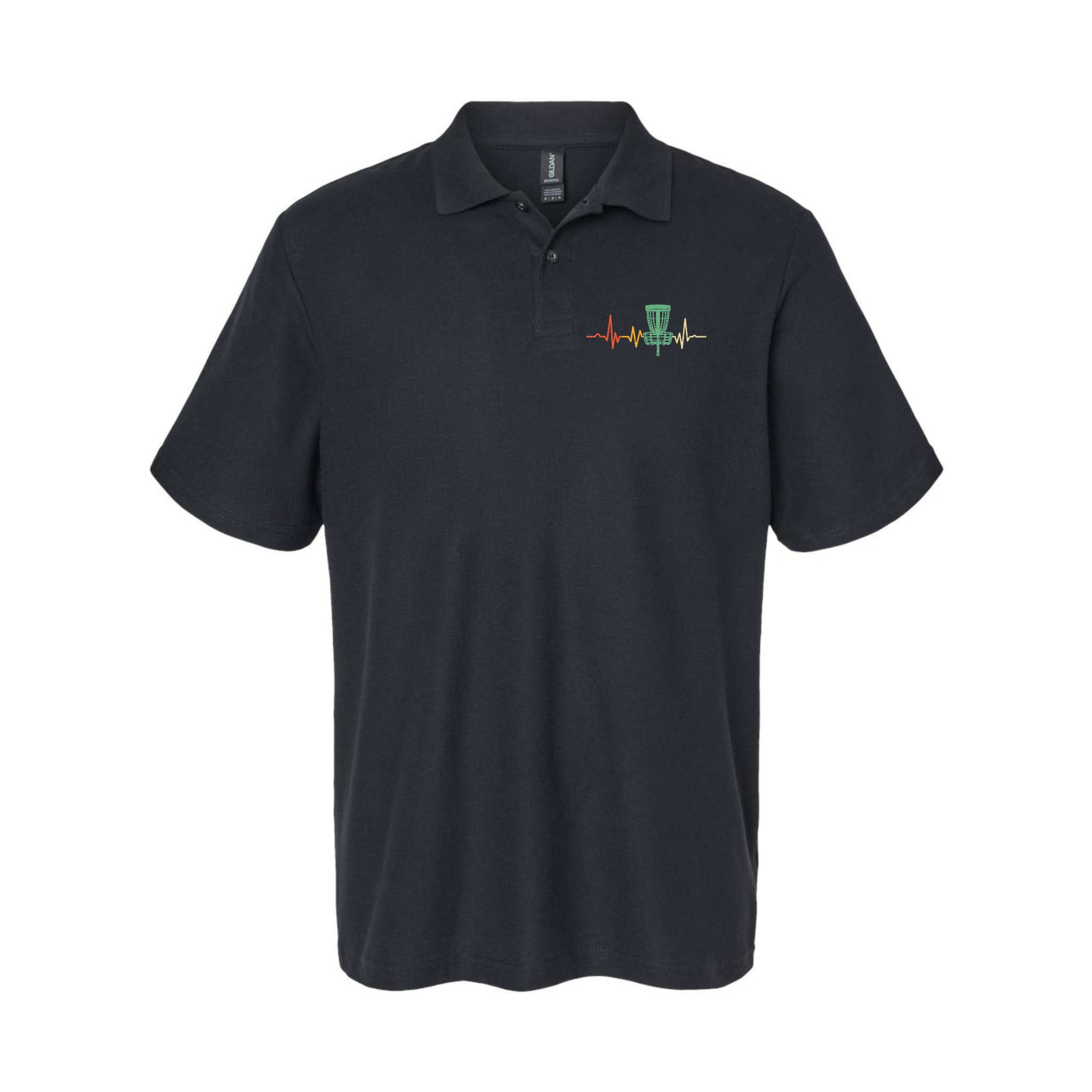 Retro DIsc Golf Shirt, Vintage Heartbeat Disc Golf Basket Polo