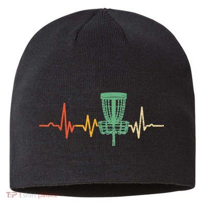 Retro DIsc Golf Shirt, Vintage Heartbeat Disc Golf Basket Sustainable Beanie