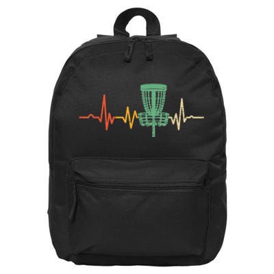 Retro DIsc Golf Shirt, Vintage Heartbeat Disc Golf Basket 16 in Basic Backpack